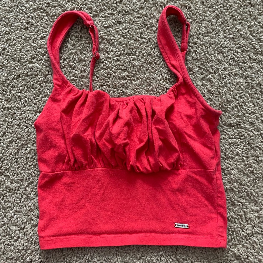 Hollister XS Cropped Ribbed Red Tanktop